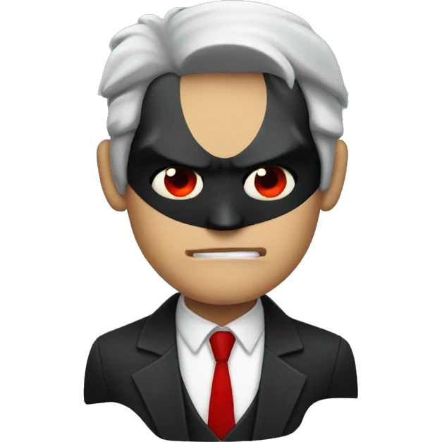 Batman Two-Face separate his face and use the colors black and red on it emoji