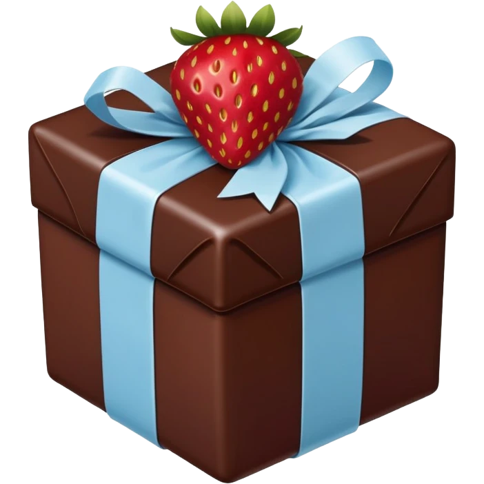 a pale blue package in Strawberries in chocolate emoji