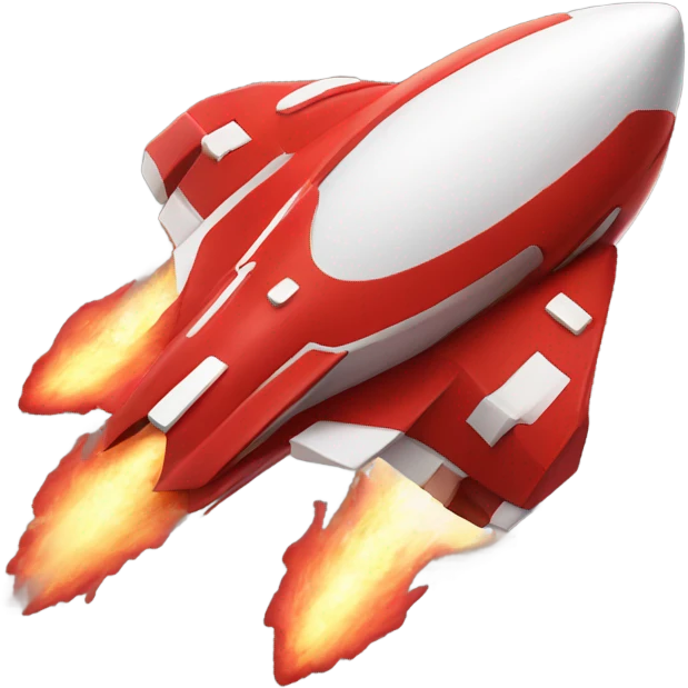  All Red spaceship with white flames spewing out back emoji