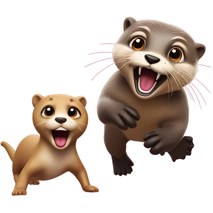 Otter panicking while Barbie chases emoji
