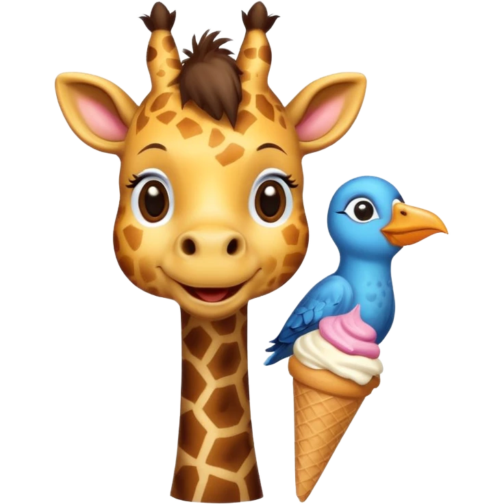 Giraffe with Ice Creams
Giraffe sharing cone with bird



 emoji