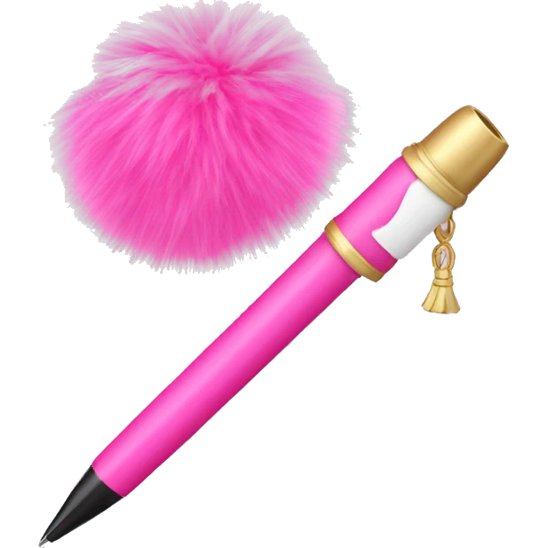 Pink fur pom pen emoji