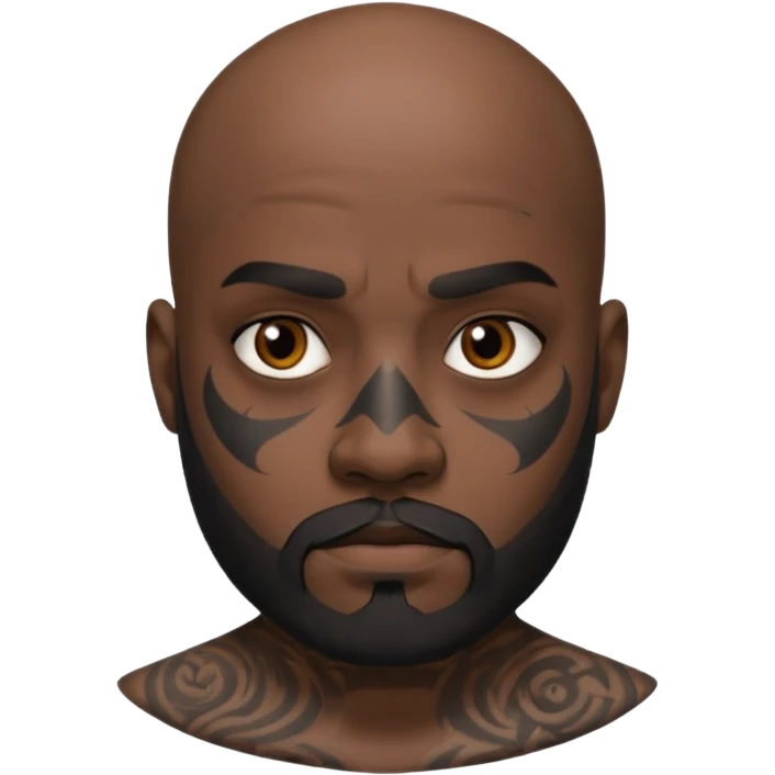 bald bearded man with black face tattoo emoji