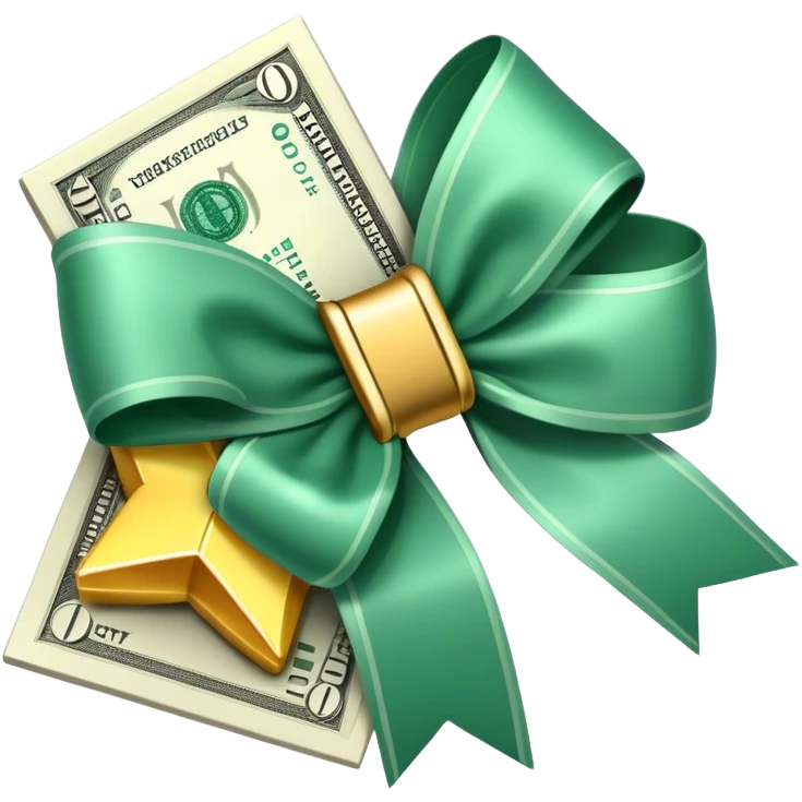 Money with a light pibk bow emoji