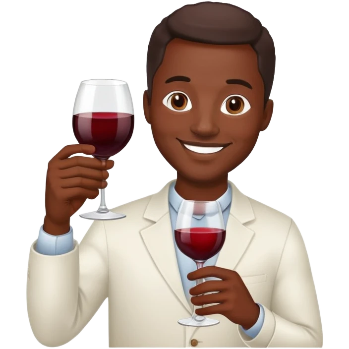 smiling African American man with wine glass emoji