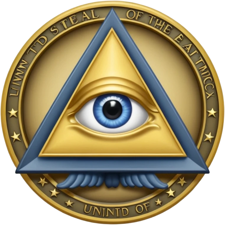 Great seal of the United States of America, the eye into triangle, illuminati symbol emoji
