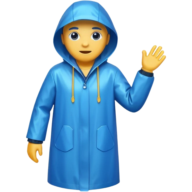 blue raincoat, just rain coat, negative: character. emoji