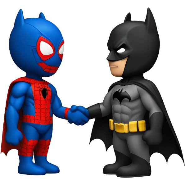 Spiderman and Batman shaking hands emoji