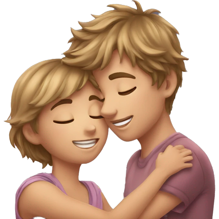 Boy giving a friendly kiss to a girl's cheek emoji