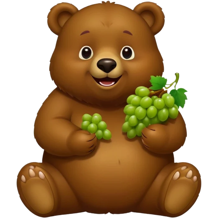 happy fat bear eating grapes emoji