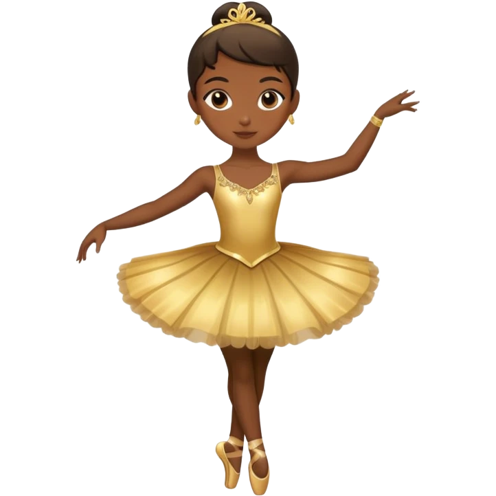 dark-skinned ballerina wearing golden outfit emoji