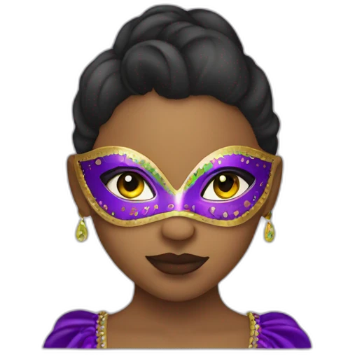 girl wearing a mardi gras mask light skin emoji