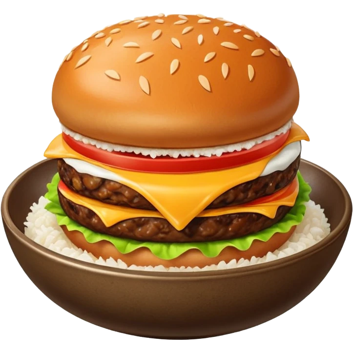 I want a burger patty without bun, lettuce, cheese, tomato, etc on a bowl of rice.  emoji