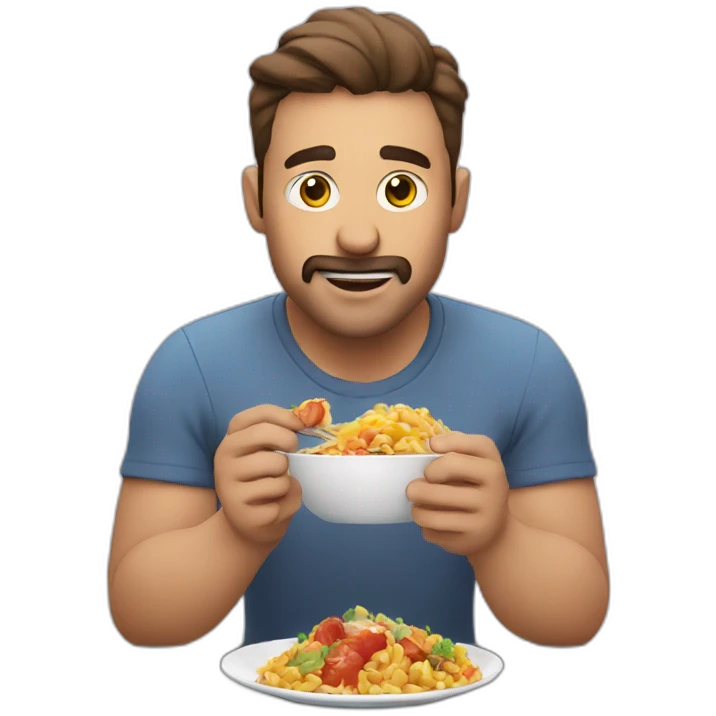 Man eating a home kit meal emoji