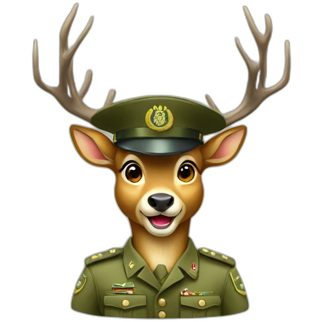 a deer in an IDF army uniform with his hoof up to his head in a saluting pose emoji