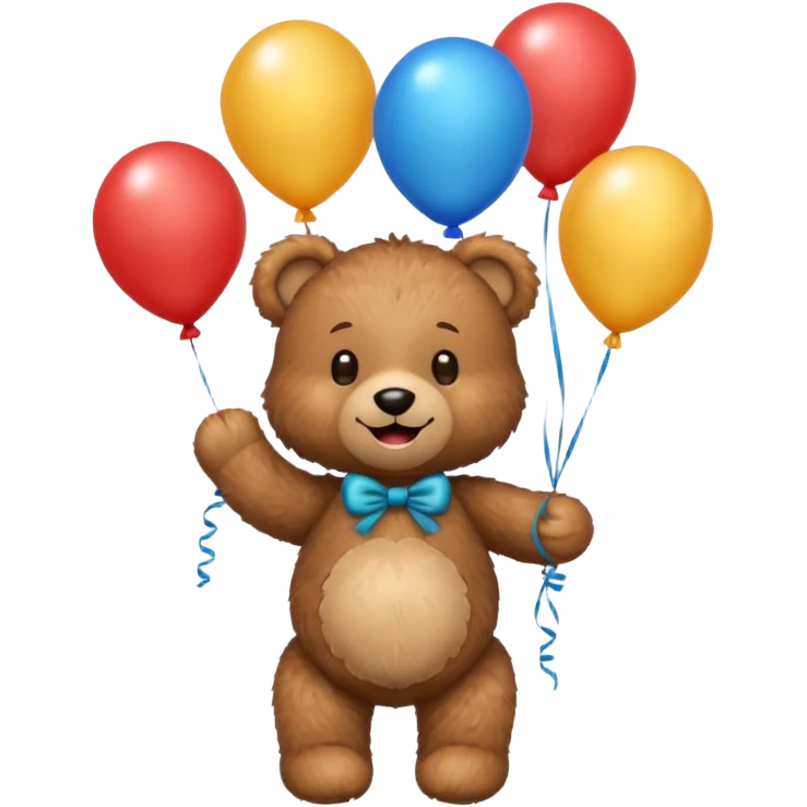 teddy bear holding balloons, birthday, cute, fluffy emoji