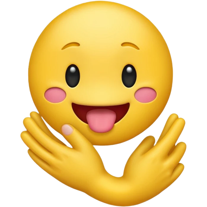 make a yellow typical emoji with tongue sticking out shaking head and two hands doing a diving motion emoji