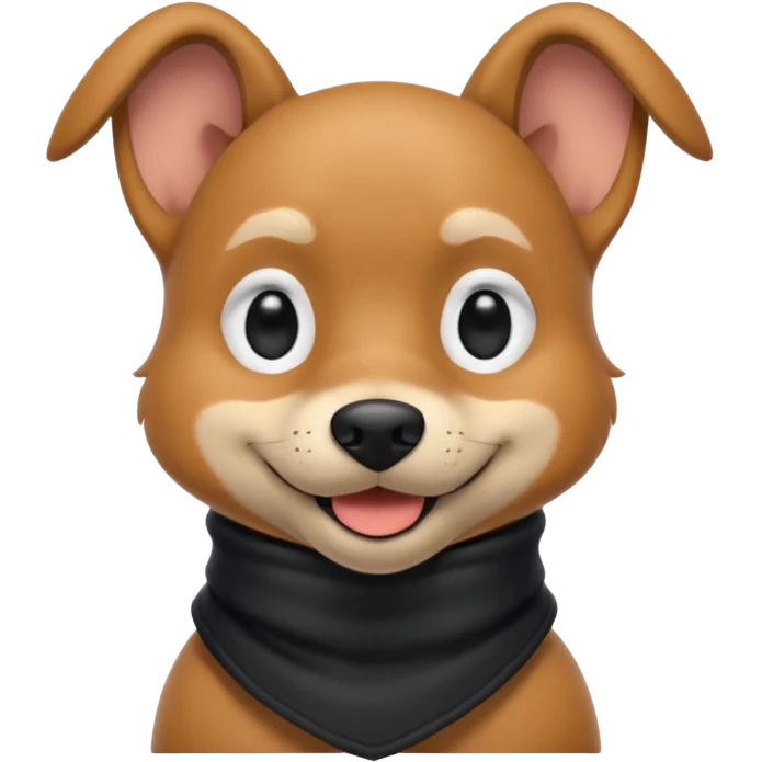 thief dog portrait, head and shoulders only, playful sneaky look, burglar scarf collar, mischievous smile, 3D cartoon, mobile game icon style, clean background, no text, no watermark
 emoji