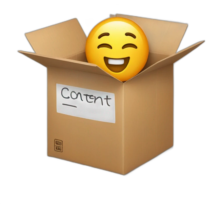 A package open box with the word content written on it emoji