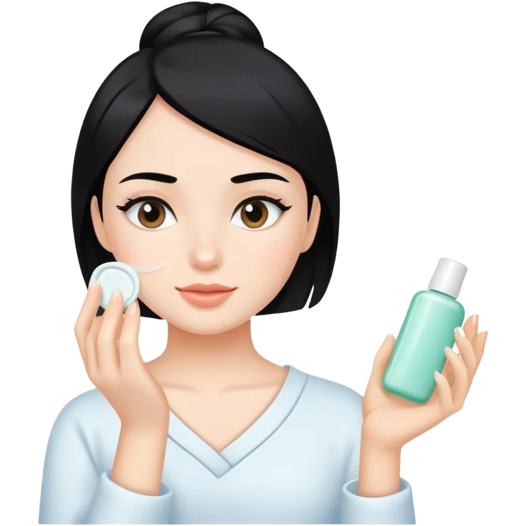 Black hair girl white skin skincare emoji