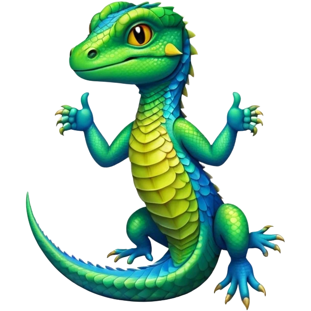 A psychedelic lizard showing a thumb up emoji