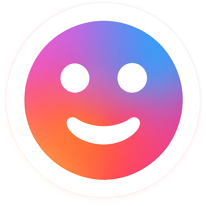 Frame 1: Colorful gradient background with smiley face, no grid lines (keyframe for morph animation) emoji