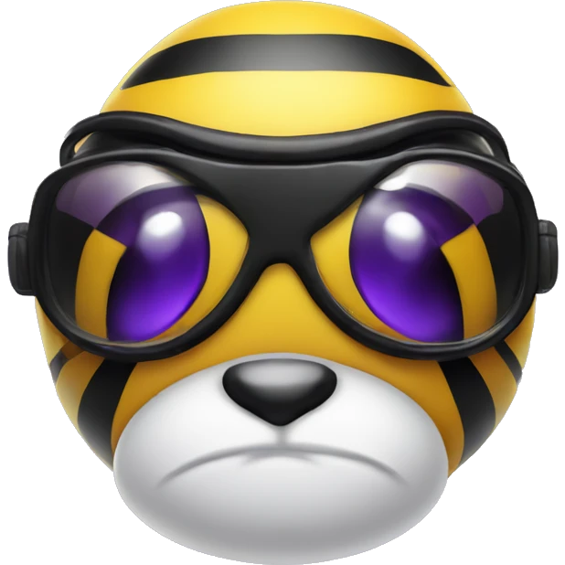 Purple and black bumble bee with safety goggles  emoji