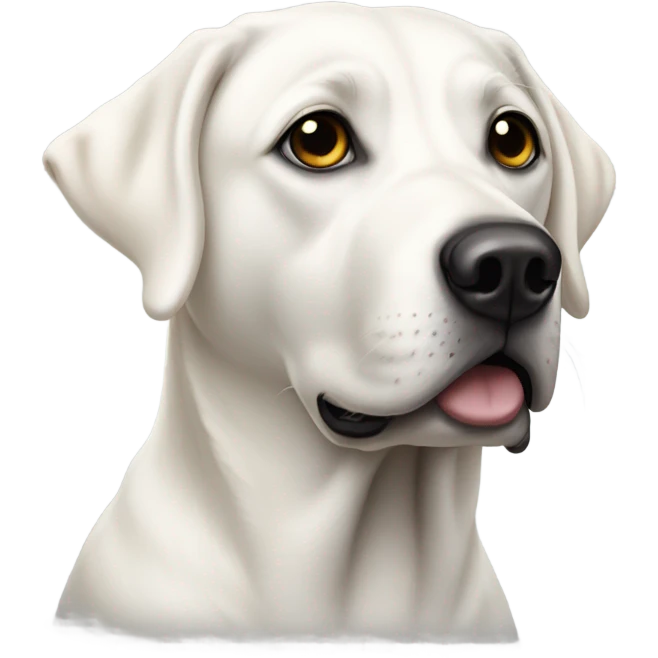 White lab with black spot of right eye emoji