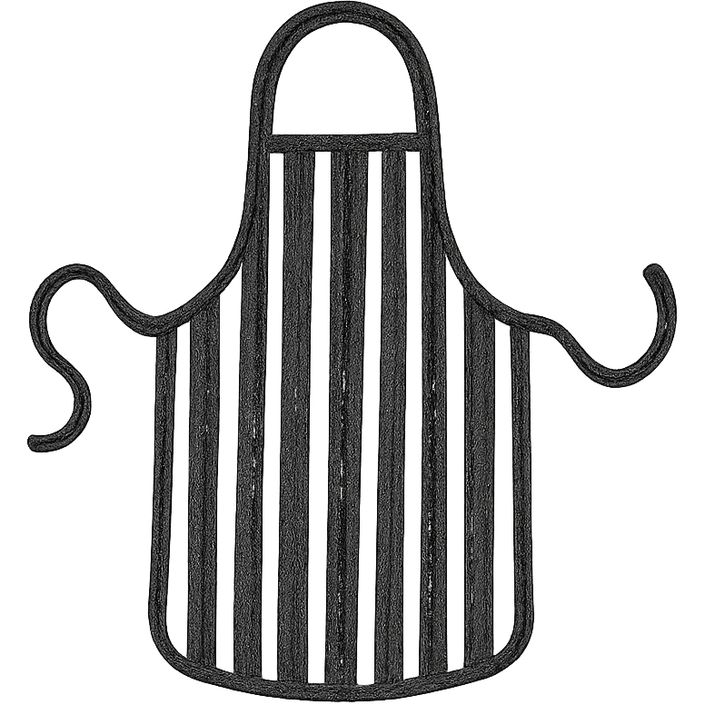 black apron with white stripes (dense) emoji