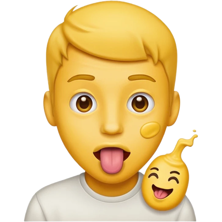 guy with tongue out and mustard on his tongue, emoji style emoji