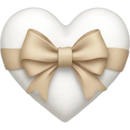 white heart with beige bow emoji