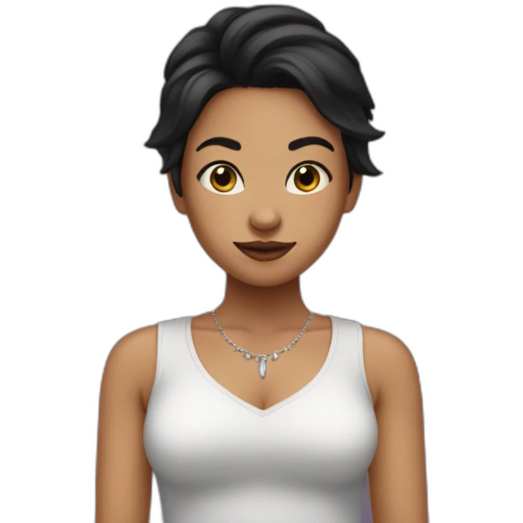 youg woman with blach hairs, noze and ears piercing emoji