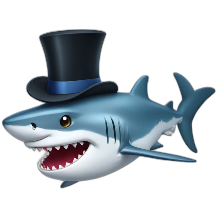 Shark with a top hat emoji