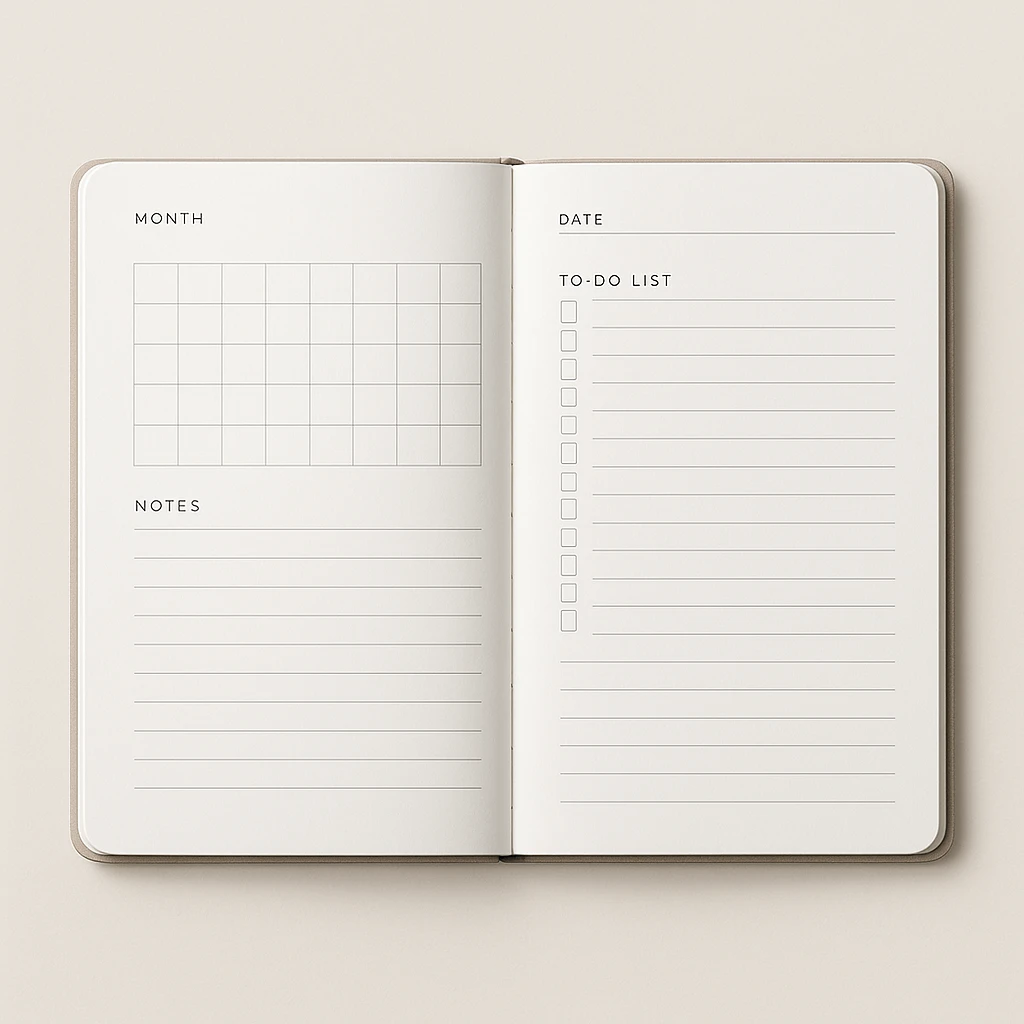 notebook planner, clean and modern style emoji
