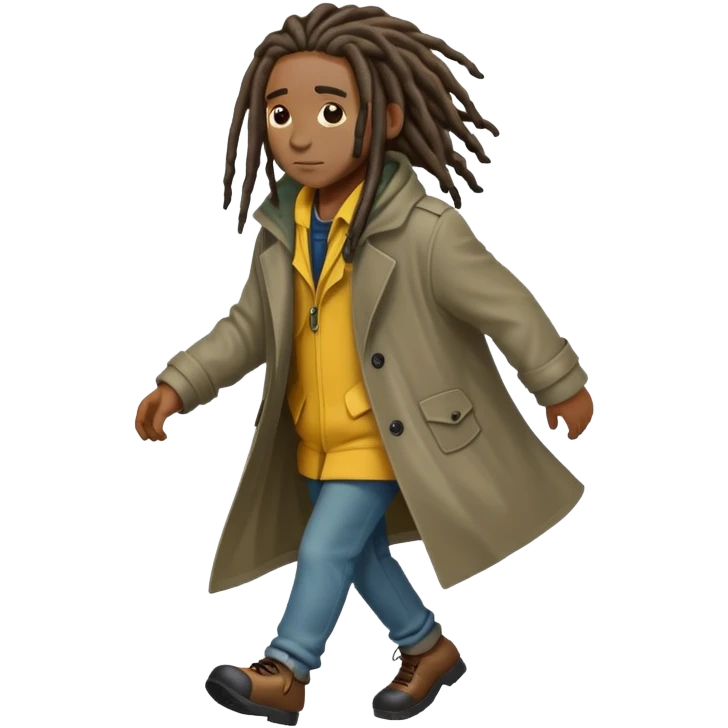 Black person with dreads walking in the rain emoji