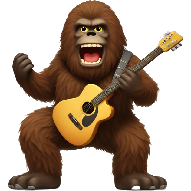 Bigfoot with a guitar emoji