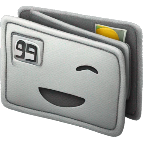 A grey plushie that looks like a vertical bank card emoji
