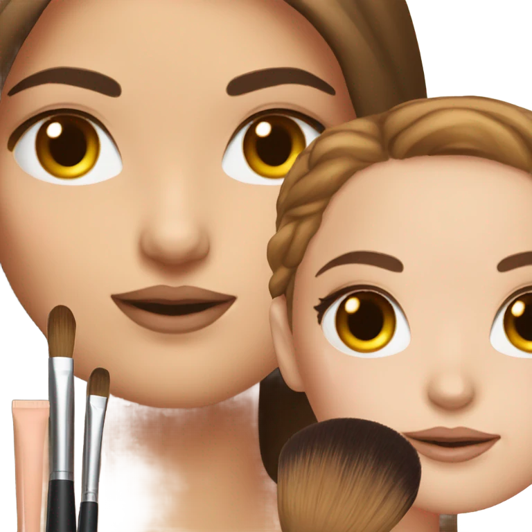 Makeup kit and a white girl with Brown hair emoji