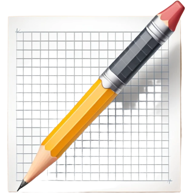 A pencil is placed over a sheet of paper grid, representing the sketching  emoji
