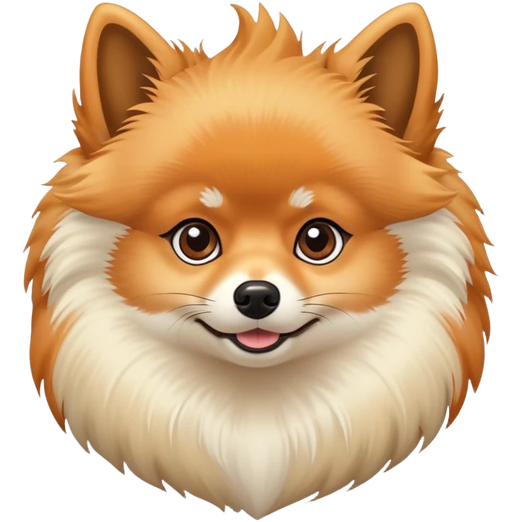 fluffy Pomeranian dog with pointy ears, fox-like face, and plumed tail emoji