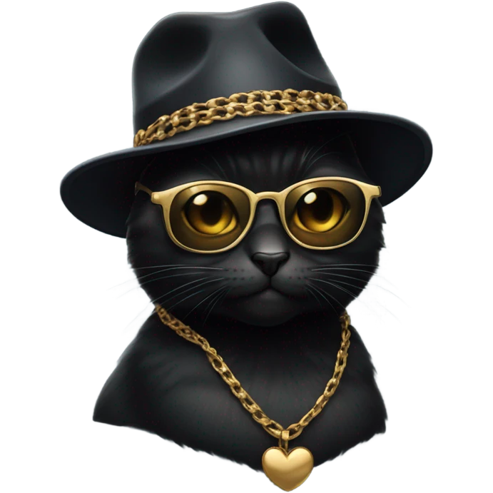 black cat looking gangster emoji