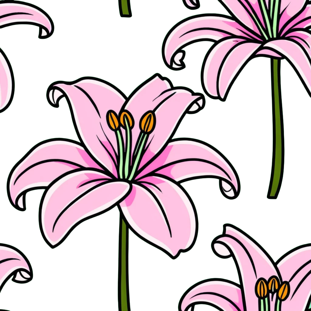 Delicate pink lily flower with soft petals and dark pink accents, decorative design emoji
