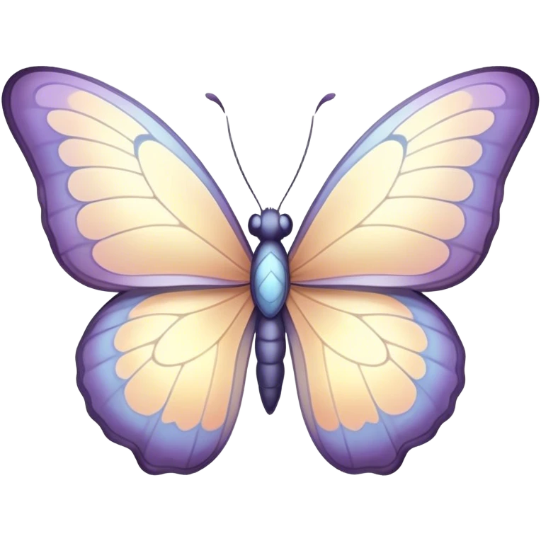Beautiful and Majestic Butterfly Portrait Emoji, Head and body rendered in serene repose with a gentle, content smile, showcasing a delicately patterned form with softly shimmering wings and eyes peacefully closed in tranquil repose, Simplified yet exquisitely endearing features, highly detailed, glowing with a soft, drowsy pastel light, high shine, relaxed and utterly noble, stylized with an air of timeless natural beauty, soft glowing outline, capturing the essence of a majestic butterfly that embodies the pure enchantment of nature! emoji