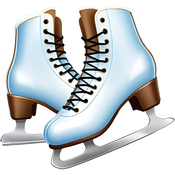An icon showing a pair of elegant ice skates gliding across a smooth, frozen rink with snowflakes in the air. In the background, twinkling lights, winter trees, and cheering spectators create a festive atmosphere. Transparent background highlights the grace and charm of ice skating. emoji