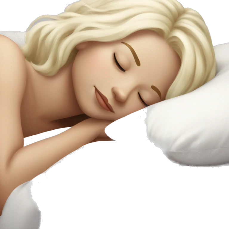 Platinum blonde girl sleeping on white bed emoji