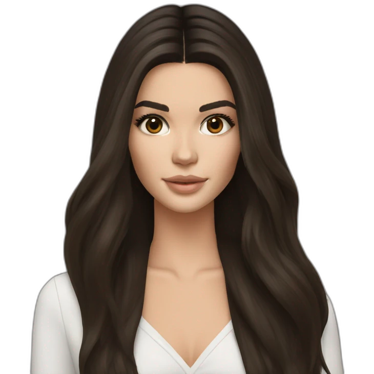 brunette Kendall Jenner with long hair with iPad emoji