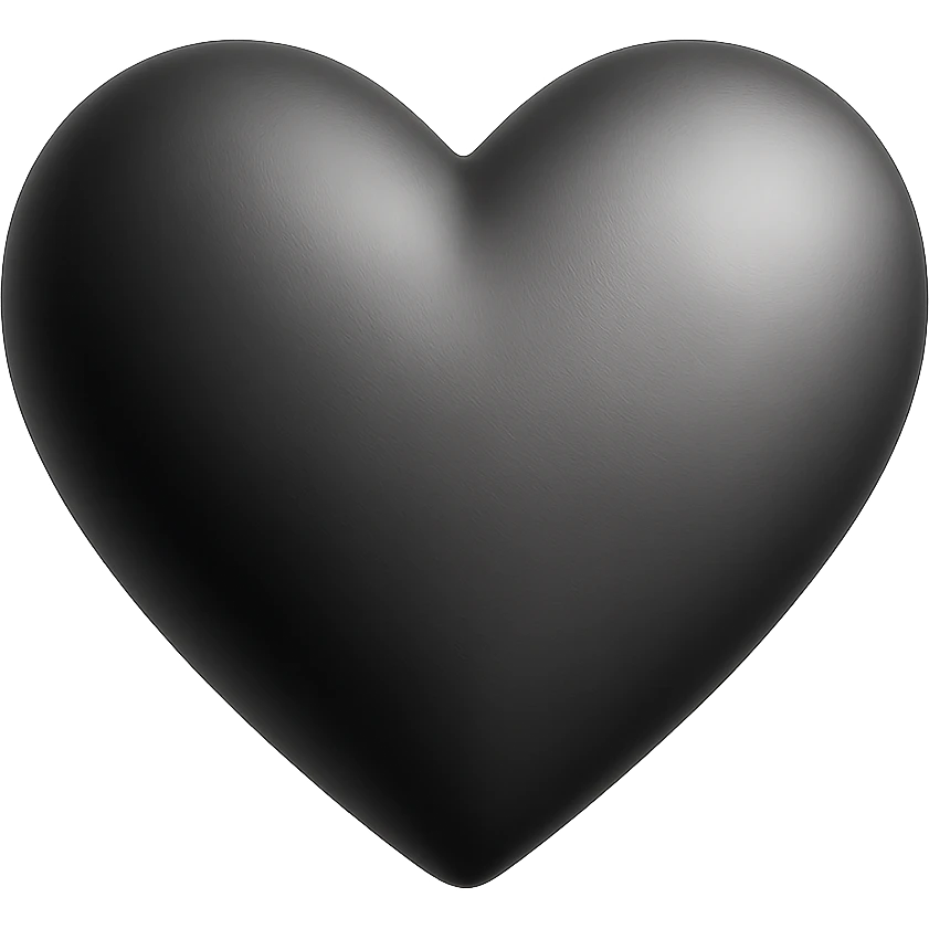 black white heart 3d , remove background emoji