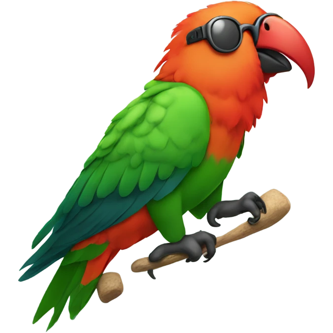 King parrot wearing sunglasses with an umbrella in the tain emoji