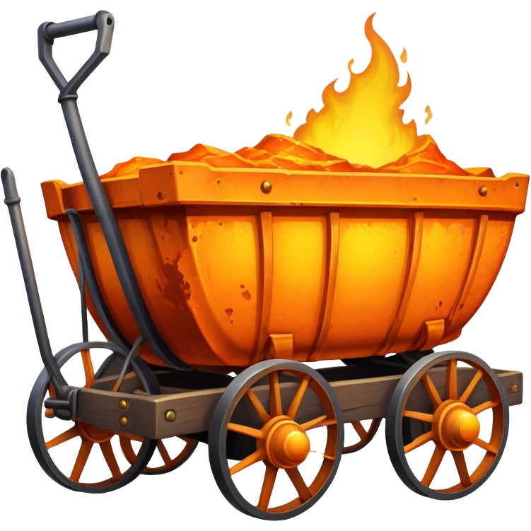 wagon with molten steel inside, glowing orange and yellow emoji