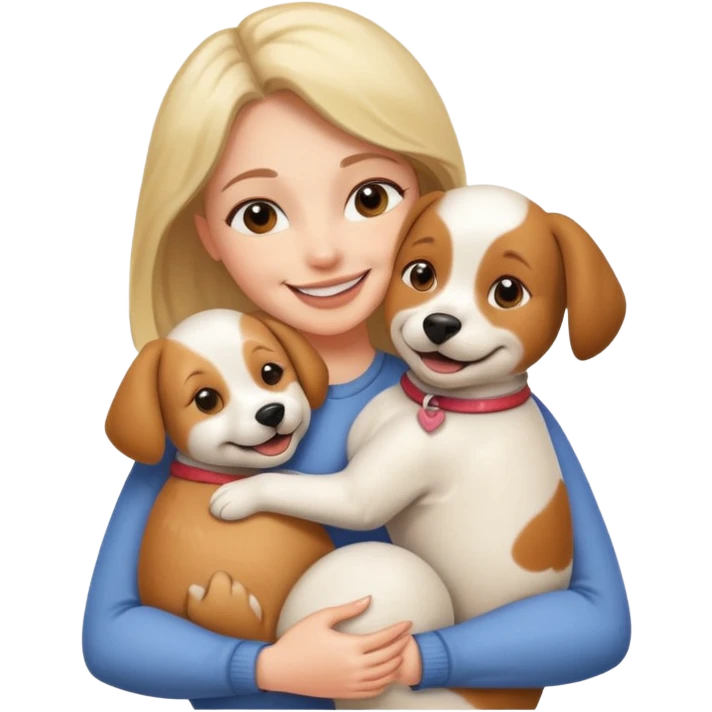 Woman hugging dog emoji
